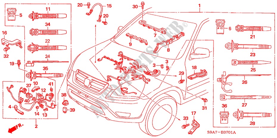 FAISCEAU DES FILS(RH) pour Honda CR-V RV-I 5 Portes 4 vitesses automatique 2003