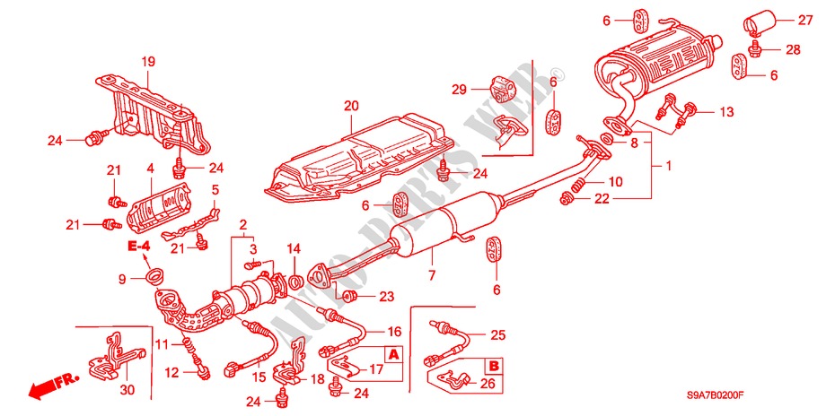 TUYAU D'ECHAPPEMENT/SILENCIEUX pour Honda CR-V SE-S 5 Portes 4 vitesses automatique 2003