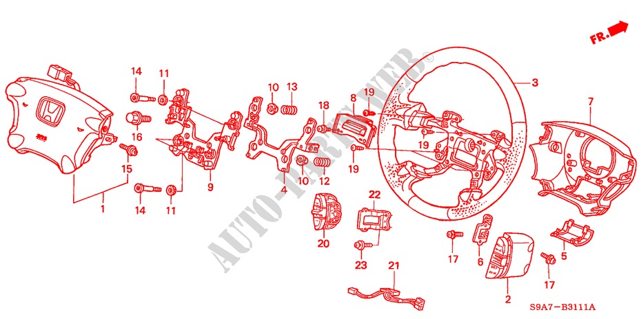 VOLANT DE DIRECTION(SRS) (2) pour Honda CR-V RV-I 5 Portes 5 vitesses manuelles 2002