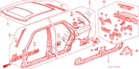 STRUCTURE DE CARROSSERIE(3) pour Honda LEGEND V6 2.7I 4 Portes 5 vitesses manuelles 1988