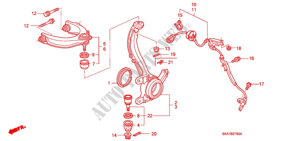 ARTICULATION AVANT/BRAS SUPERIEUR pour Honda ACCORD 2.4 EXECUTIVE 4 Portes 5 vitesses automatique 2003