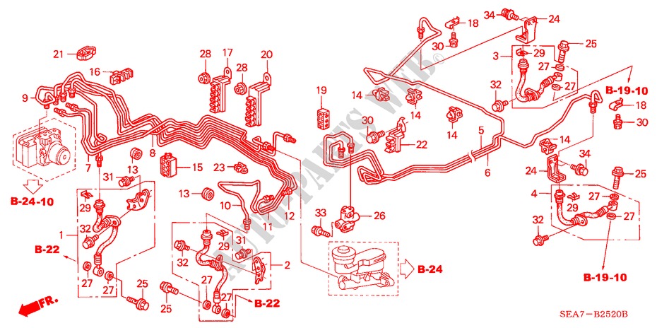 CONDUITES DE FREIN(VSA) (LH) (1) pour Honda ACCORD 2.4 EXECUTIVE 4 Portes 5 vitesses automatique 2003