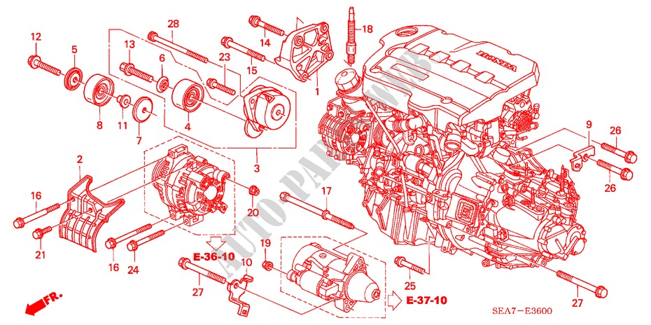 SUPPORT DE MOTEUR (DIESEL) pour Honda ACCORD 2.2 EXECUTIVE 4 Portes 5 vitesses manuelles 2004