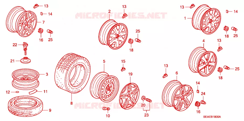 PNEU/DISQUES DE ROUES Honda  ACCORD 2007 2.0 COMFORT 5 vitesses manuelles 