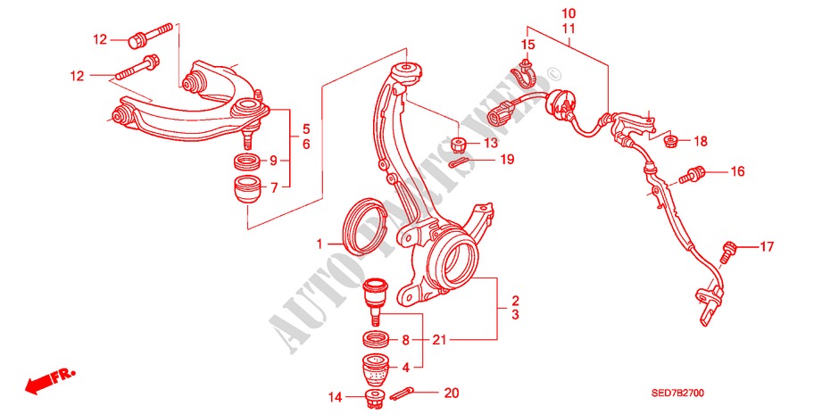 ARTICULATION AVANT/BRAS SUPERIEUR pour Honda ACCORD TOURER 2.0 COMFORT 5 Portes 5 vitesses automatique 2003