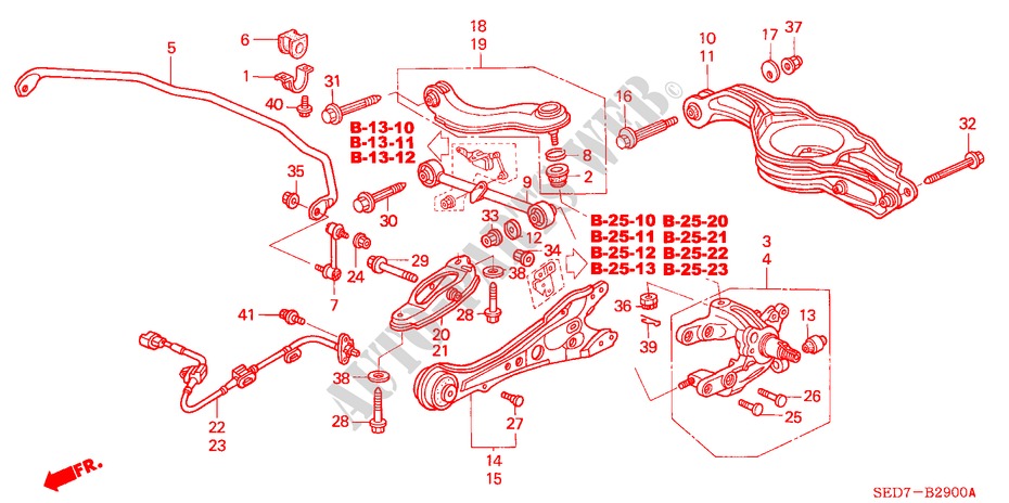 BRAS INFERIEUR ARRIERE pour Honda ACCORD TOURER 2.0 COMFORT 5 Portes 5 vitesses automatique 2003