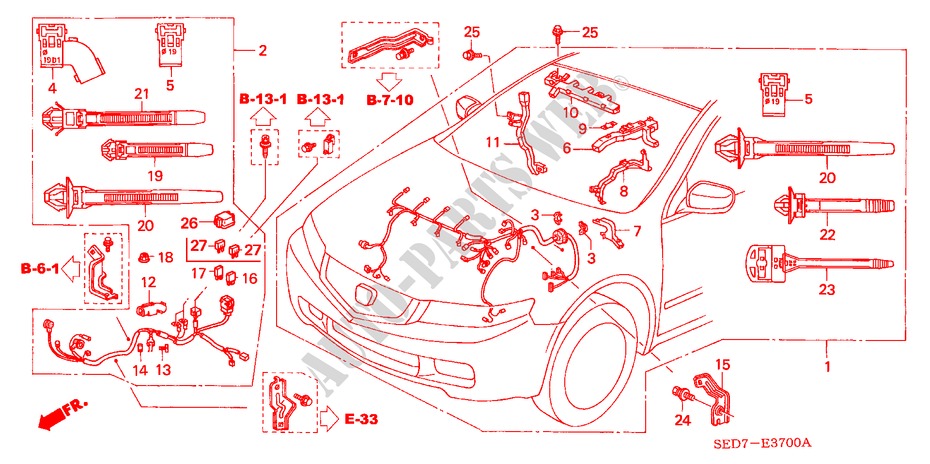 FAISCEAU DES FILS(LH) (DIESEL) pour Honda ACCORD TOURER 2.2 EXECUTIVE 5 Portes 5 vitesses manuelles 2004