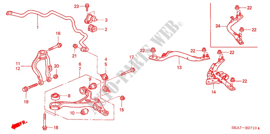 STABILISATEUR AVANT/ BRAS INFERIEUR AVANT pour Honda ACCORD TOURER 2.0 COMFORT 5 Portes 5 vitesses manuelles 2003