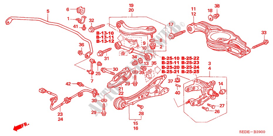 BRAS INFERIEUR ARRIERE pour Honda ACCORD TOURER 2.0 EXECUTIVE 5 Portes 5 vitesses manuelles 2006