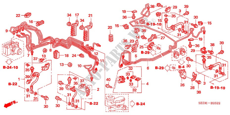CONDUITES DE FREIN(VSA) (LH) (2) pour Honda ACCORD TOURER 2.4 EXECUTIVE-E 5 Portes 6 vitesses manuelles 2008