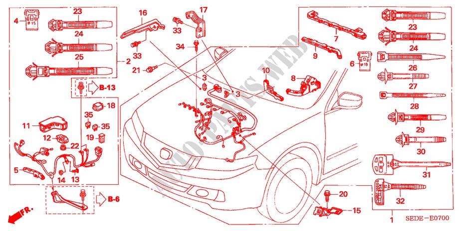 FAISCEAU DES FILS(LH) pour Honda ACCORD TOURER 2.4 EXECUTIVE 5 Portes 5 vitesses automatique 2007