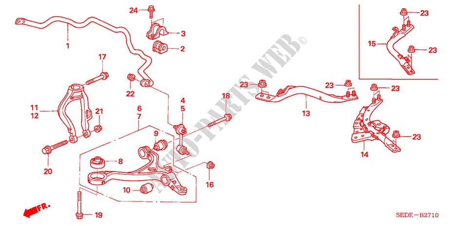 STABILISATEUR AVANT/ BRAS INFERIEUR AVANT pour Honda ACCORD TOURER 2.0 SPORT 5 Portes 5 vitesses automatique 2006