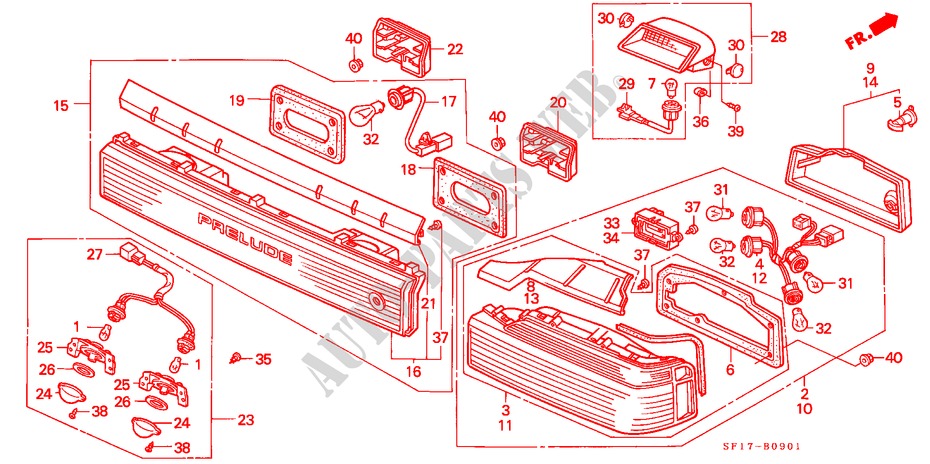 FEU ARRIERE/FEU DE MARCHE ARRIERE(2) pour Honda PRELUDE 2.0I-16 2 Portes 4 vitesses automatique 1990