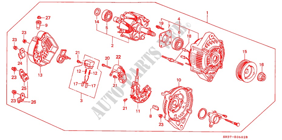 ALTERNATEUR(ND) pour Honda CIVIC 1.6I-16 3 Portes 5 vitesses manuelles 1989