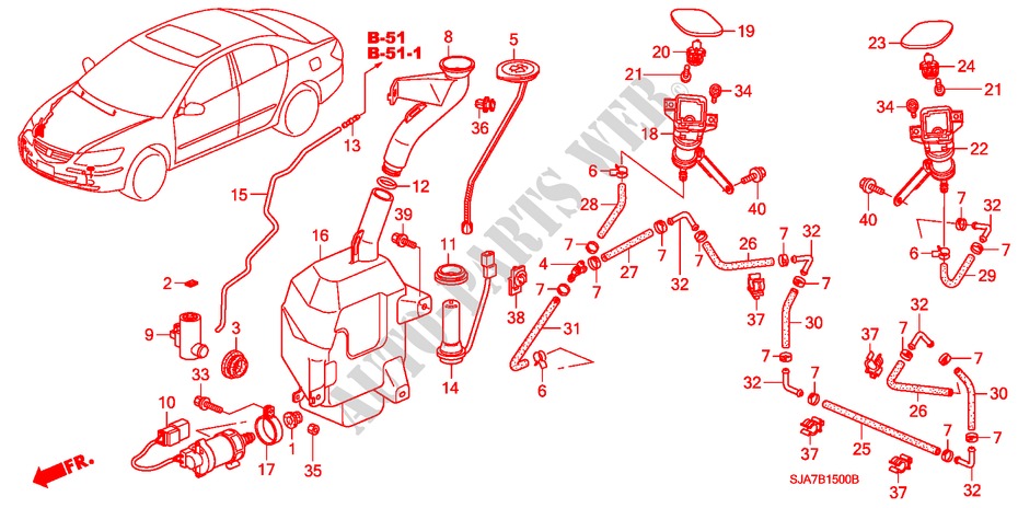 LAVE GLACE DE PARE BRISE/LAVE GLACE DE PROJECTEUR( '08) pour Honda LEGEND LEGEND 4 Portes 5 vitesses automatique 2008
