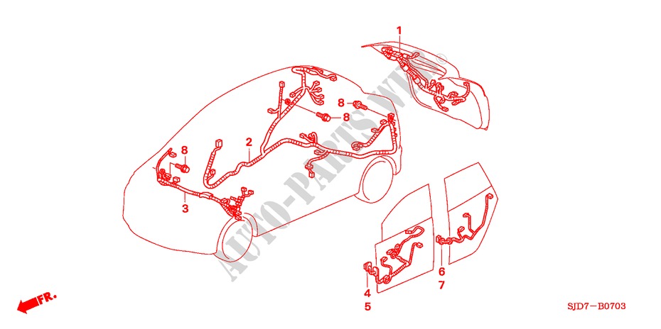 FAISCEAU DES FILS(4) (LH) pour Honda FR-V 1.7 5 Portes 5 vitesses manuelles 2005