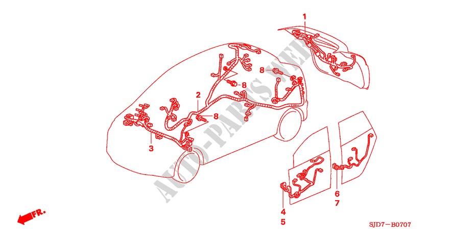 FAISCEAU DES FILS(4) (RH) pour Honda FR-V 1.8 SE 5 Portes 5 vitesses automatique 2007