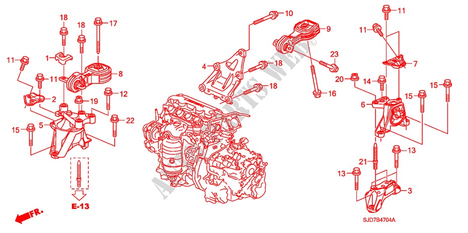 SUPPORTS DE MOTEUR(1.8L) (AT) pour Honda FR-V 1.8 ES 5 Portes 5 vitesses automatique 2008