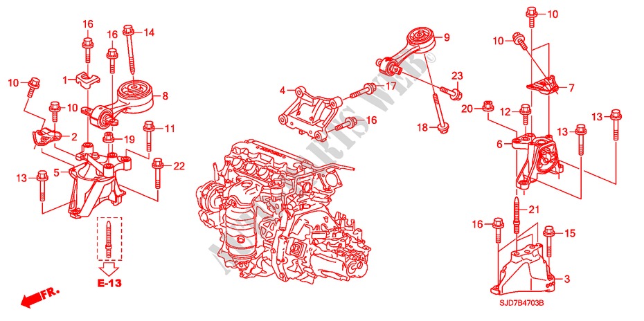 SUPPORTS DE MOTEUR(1.8L) (MT) pour Honda FR-V 1.8 COMFORT 5 Portes 6 vitesses manuelles 2009