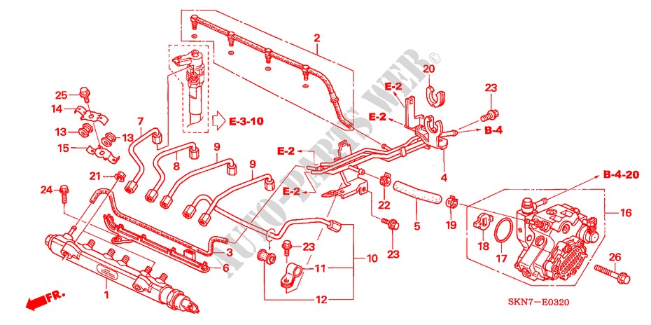 TRINGLE DE CARBURANT/ POMPE A HAUTE PRESSION pour Honda CR-V DIESEL SE-E 5 Portes 6 vitesses manuelles 2005