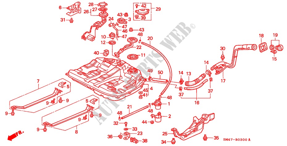 RESERVOIR A CARBURANT(CARBURATEUR)(1) pour Honda ACCORD EX 1800 4 Portes 5 vitesses manuelles 1990