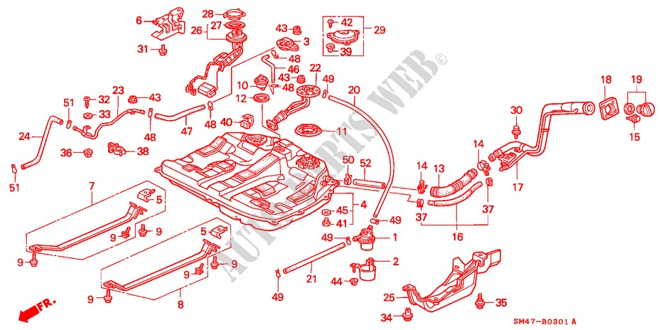 RESERVOIR A CARBURANT(CARBURATEUR)(2) pour Honda ACCORD EX 4 Portes 5 vitesses manuelles 1990