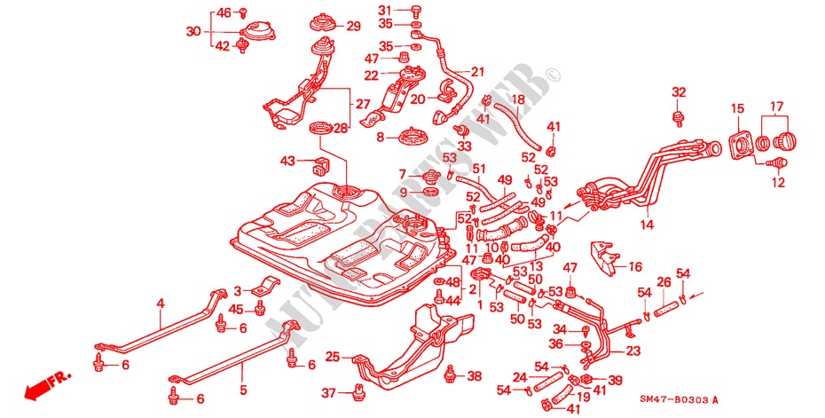 RESERVOIR A CARBURANT(PGM FI)(4WS) pour Honda ACCORD 2.2I 4 Portes 4 vitesses automatique 1990