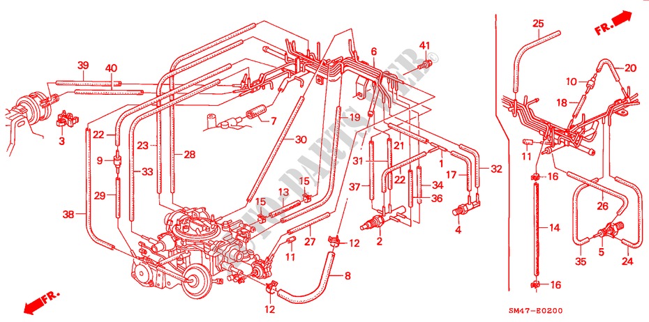TUYAU D'INSTALLATION/TUBULURE(1) pour Honda ACCORD 2.0 4 Portes 5 vitesses manuelles 1990