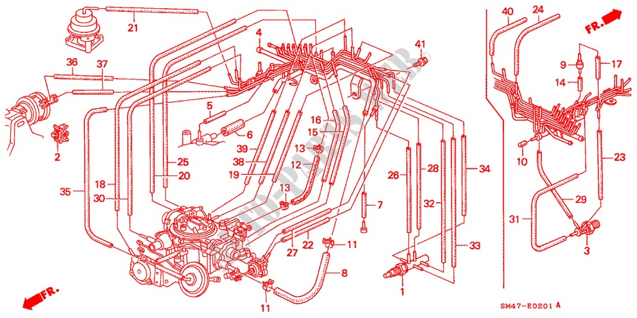 TUYAU D'INSTALLATION/TUBULURE(2) pour Honda ACCORD 2.0 4 Portes 4 vitesses automatique 1990