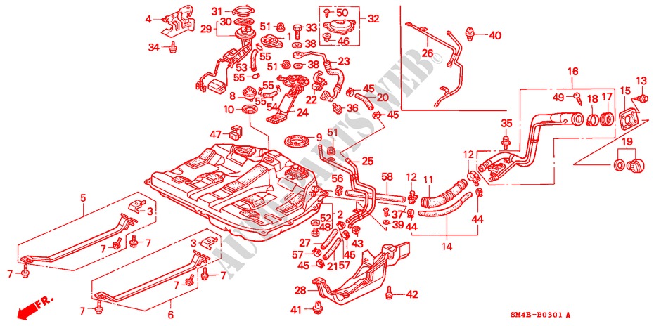 RESERVOIR A CARBURANT(PGM FI) pour Honda ACCORD 2.0I 4 Portes 5 vitesses manuelles 1992