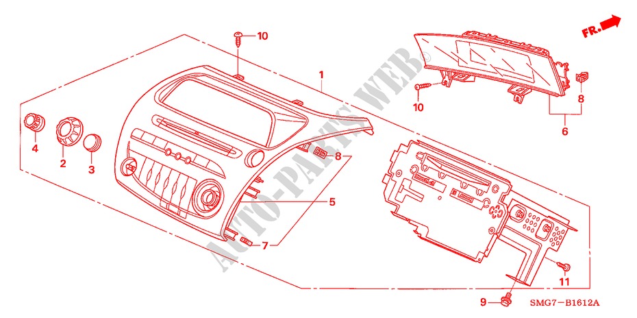AUTORADIO(RH)(1) pour Honda CIVIC 1.8 SE 5 Portes Transmission Intelligente manuelle 2008