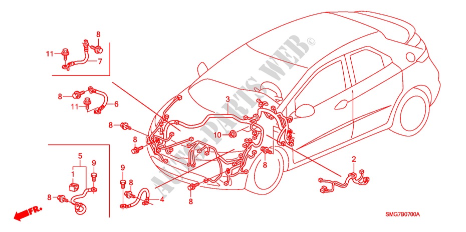 FAISCEAU DES FILS(LH)(1) pour Honda CIVIC 1.8 SPORT 5 Portes Transmission Intelligente manuelle 2006