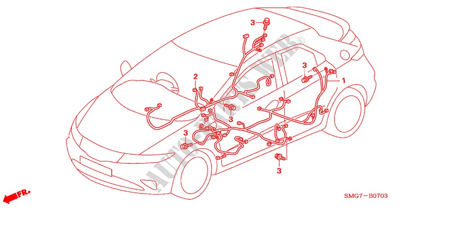 FAISCEAU DES FILS(RH)(2) pour Honda CIVIC 1.8 SE 5 Portes Transmission Intelligente manuelle 2008