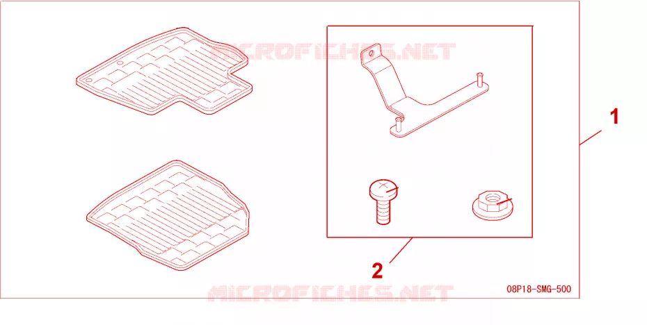 FRONT RUBBER MATS - FOR RHD Honda  CIVIC 2008 1.8 EXECUTIVE 6 vitesses manuelles 