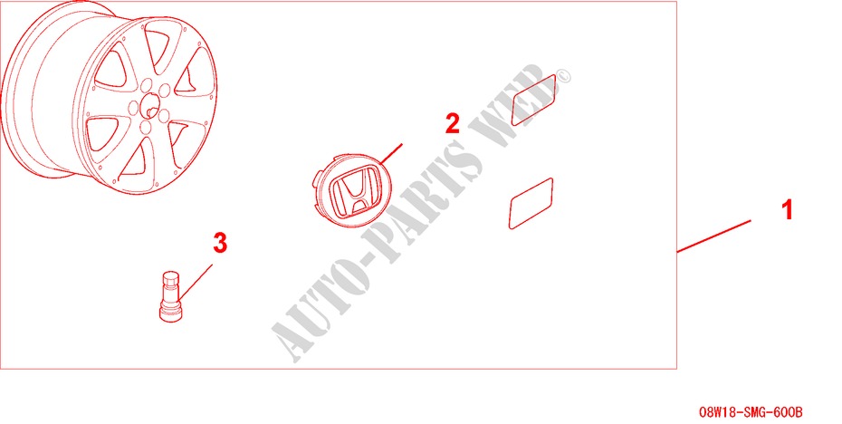 JANTE ALUMINIUM 18 X 7,5 JJ  SHADOW pour Honda CIVIC 1.8 ES 5 Portes Transmission Intelligente manuelle 2006