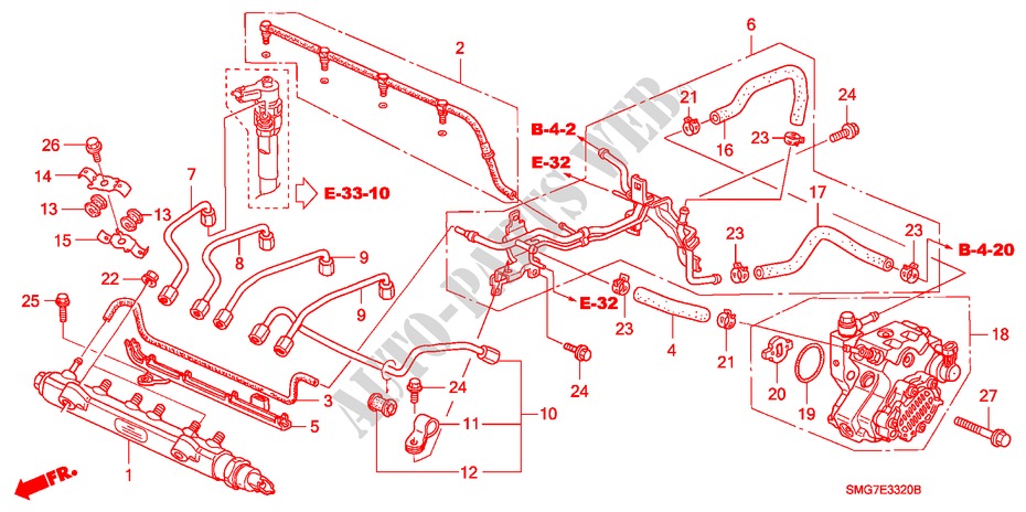 TRINGLE DE CARBURANT/POMPE A HAUTE PRESSION(DIESEL) pour Honda CIVIC 2.2 SE 5 Portes 6 vitesses manuelles 2006