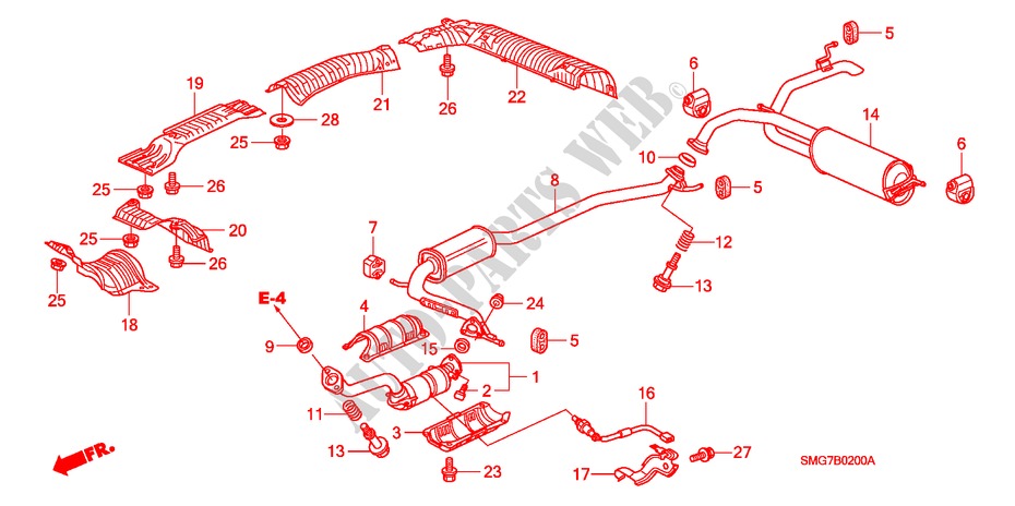 TUYAU D'ECHAPPEMENT/SILENCIEUX (1.4L) pour Honda CIVIC 1.4 SPORT 5 Portes 6 vitesses manuelles 2006
