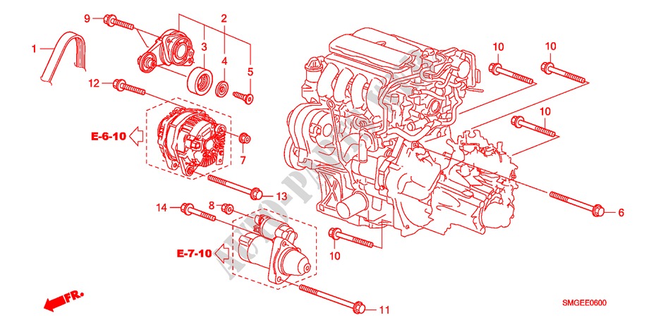 ARMATURE D'ALTERNATEUR(1.4L) pour Honda CIVIC 1.4 BASE 5 Portes 6 vitesses manuelles 2010