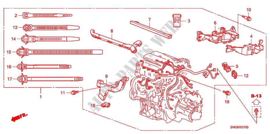 FAISCEAU DES FILS(1.4L) pour Honda CIVIC 1.4 BASE 5 Portes 6 vitesses manuelles 2010