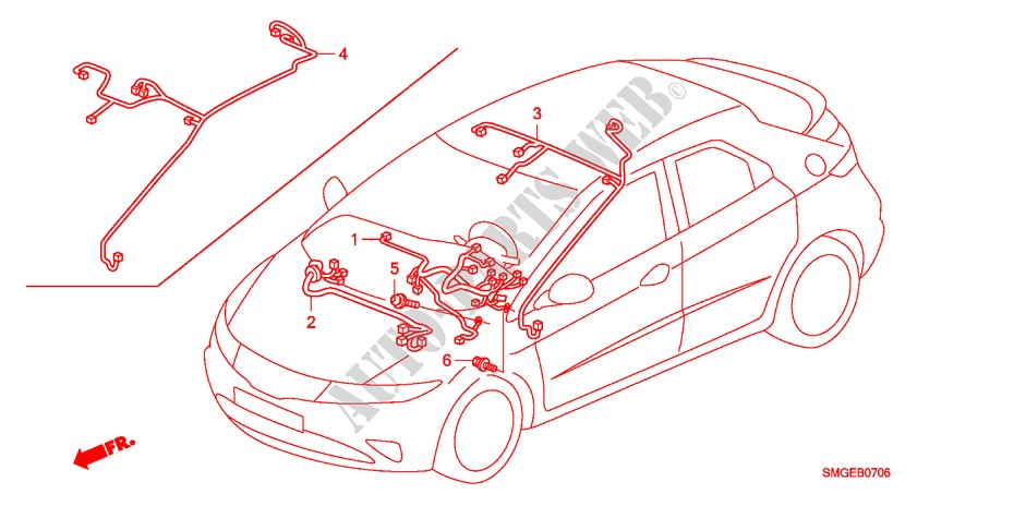 FAISCEAU DES FILS(LH)(4) pour Honda CIVIC 1.8 BASE 5 Portes 5 vitesses automatique 2009