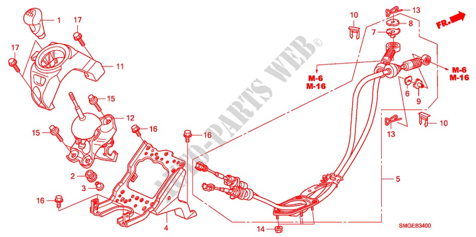 LEVIER DE SELECTION(LH) pour Honda CIVIC 1.4 BASE 5 Portes 6 vitesses manuelles 2010