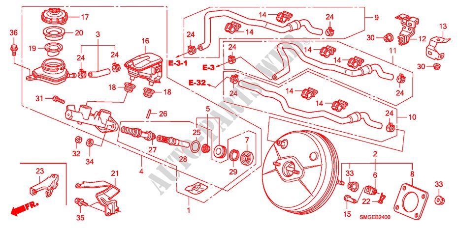 MAITRE CYLINDRE DE FREIN/ALIMENTATION PRINCIPALE(LH) pour Honda CIVIC 1.8 BASE 5 Portes 5 vitesses automatique 2009