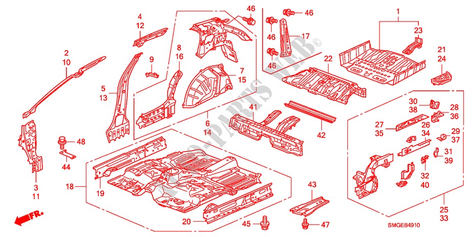 PLANCHER/PANNEAUX INTERIEURS pour Honda CIVIC 1.4 COMFORT 5 Portes 6 vitesses manuelles 2010