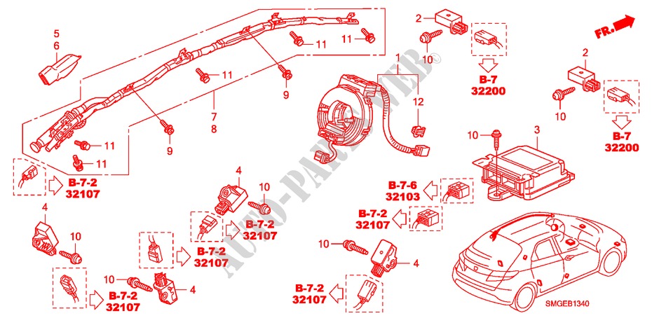 UNITE SRS(LH) pour Honda CIVIC 1.8 EXECUTIVE 5 Portes 5 vitesses automatique 2009