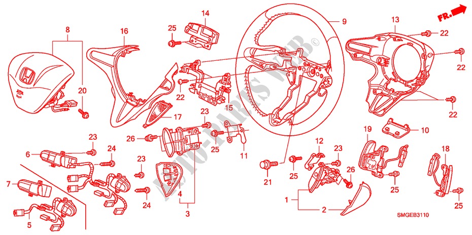 VOLANT DE DIRECTION(SRS) pour Honda CIVIC 1.8 BASE 5 Portes 5 vitesses automatique 2009