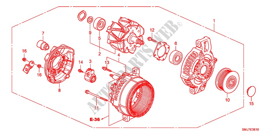 ALTERNATEUR(DIESEL) pour Honda CIVIC 2.2SPORT 5 Portes 6 vitesses manuelles 2011