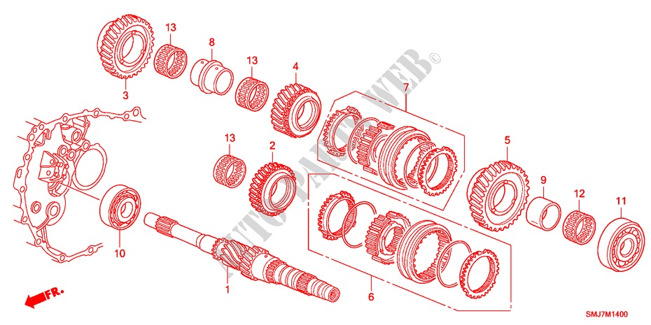 ARBRE PRINCIPAL(DIESEL) pour Honda CIVIC 2.2SPORT 5 Portes 6 vitesses manuelles 2011