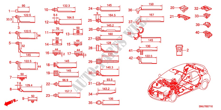 ATTACHE DE FAISCEAU/SUPPORT(LH)(1) pour Honda CIVIC 1.4SPORT 5 Portes Transmission Intelligente manuelle 2011