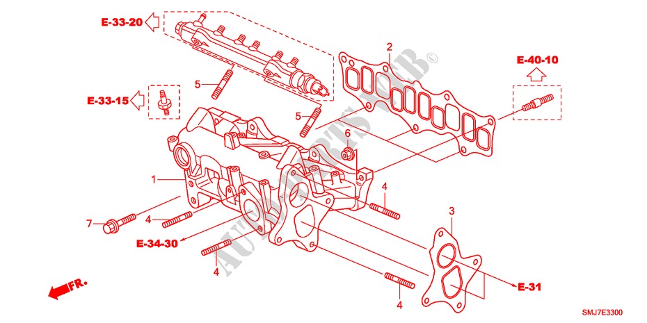 COLLECTEUR D'ADMISSION(DIESEL) pour Honda CIVIC 2.2SPORT 5 Portes 6 vitesses manuelles 2011