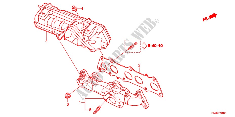 COLLECTEUR D'ECHAPPEMENT(DIESEL) pour Honda CIVIC 2.2SPORT 5 Portes 6 vitesses manuelles 2011